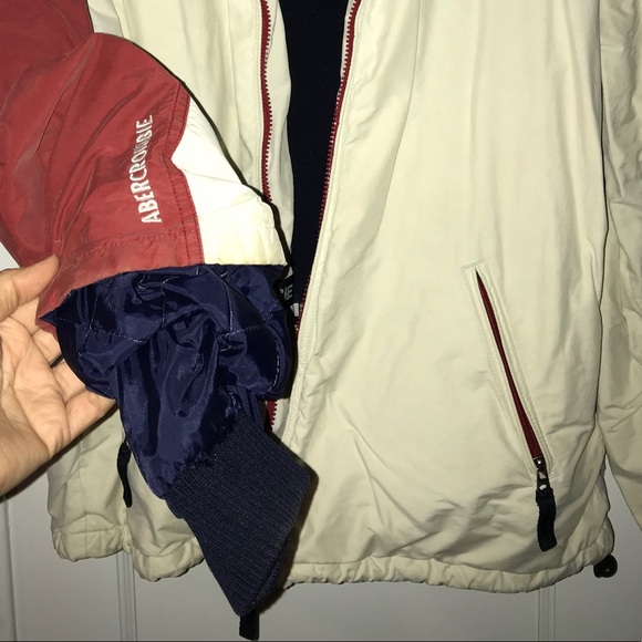 Abercrombie Coat, Large, Khaki/Red/Blue, EUC - Picture 6 of 8